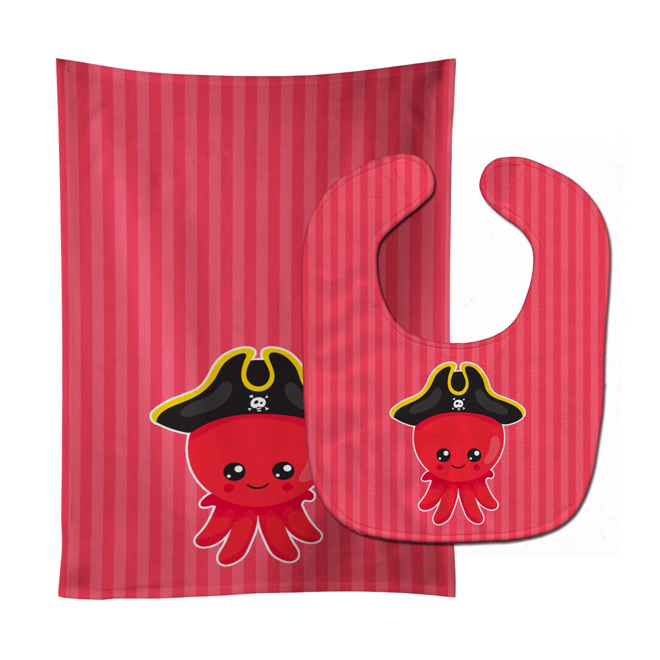 Nautical Pirate Octopus Baby Bib & Burp Cloth Easy-Clean Baby Bib Baby Feeding Accessory Baby Mealtime Essential