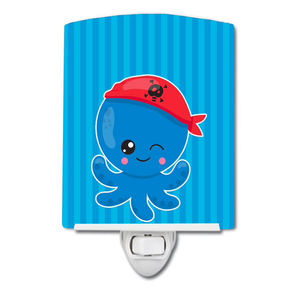 Nautical Pirate Octopus #2 Ceramic Night Light Compact, UL-Certified, Ideal for Bedroom, Bathroom, Nursery, Hallway, Kitchen, 6x4x3, Multicolor