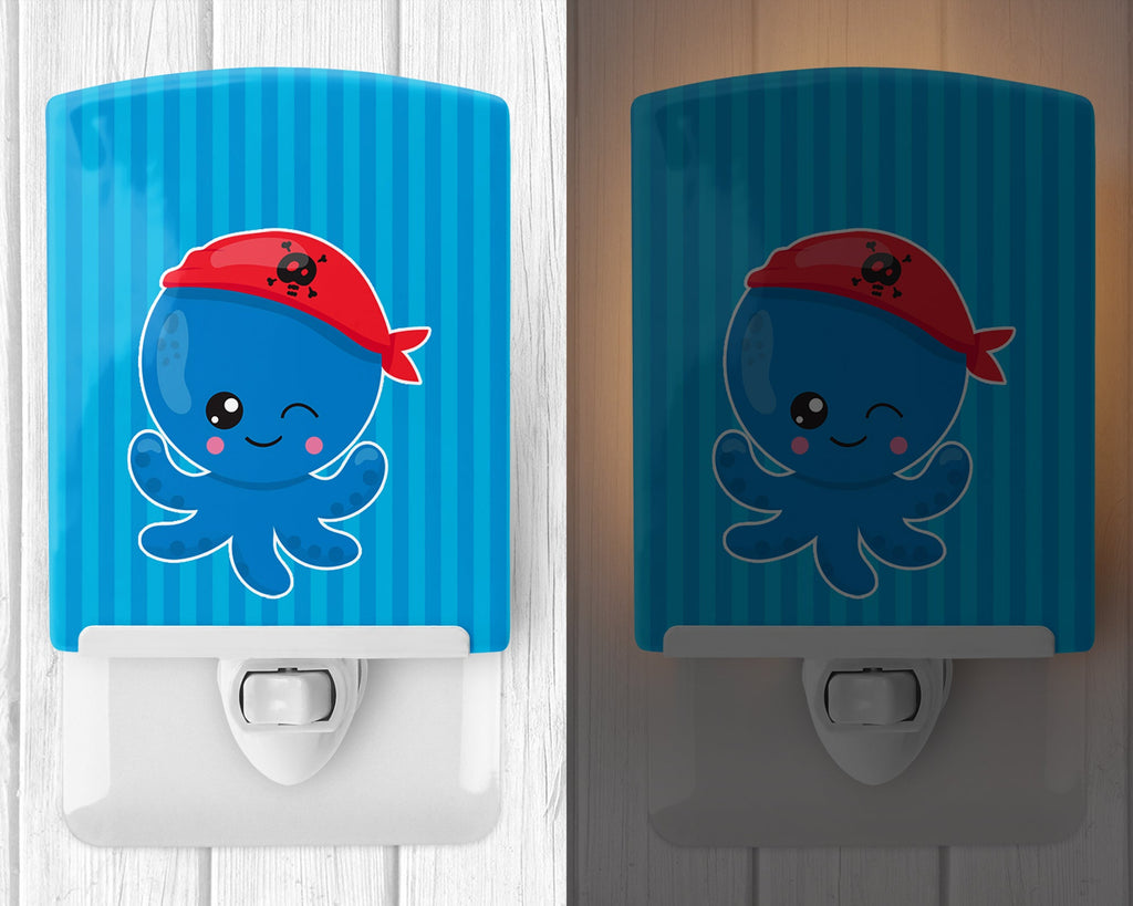 Nautical Pirate Octopus #2 Ceramic Night Light Compact, UL-Certified, Ideal for Bedroom, Bathroom, Nursery, Hallway, Kitchen, 6x4x3, Multicolor