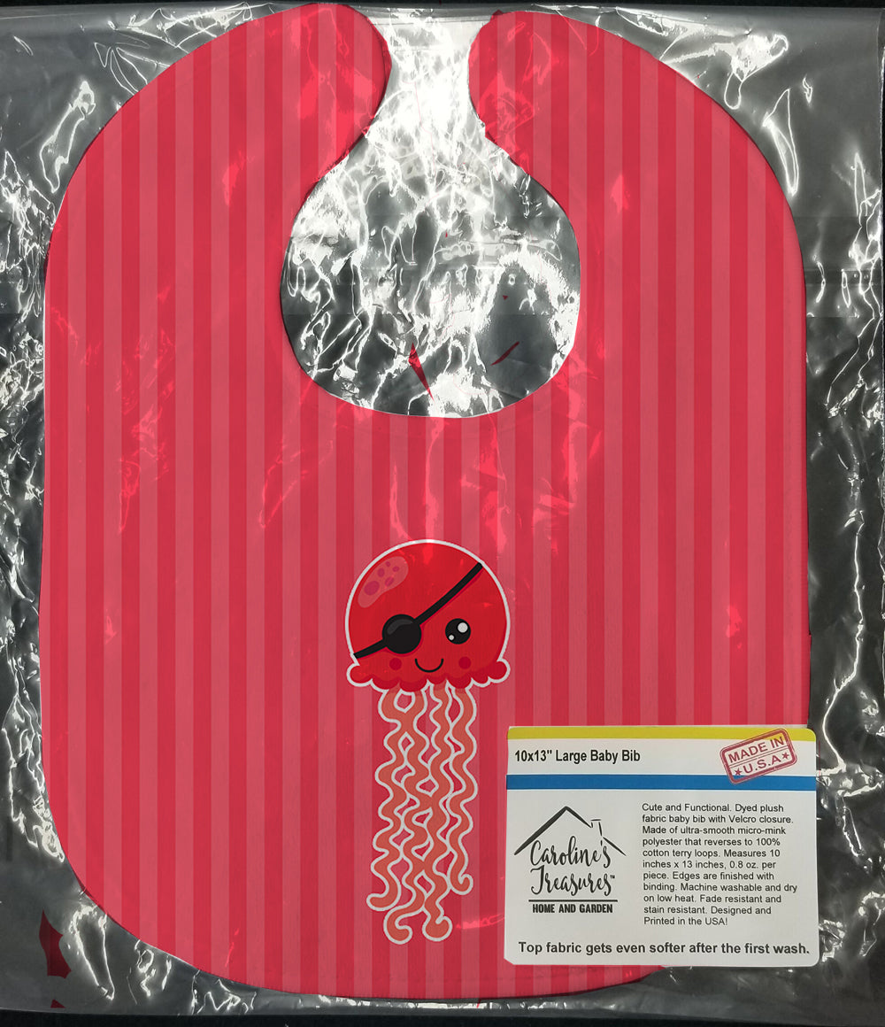 Nautical Pirate Jellyfish Red Baby Bib Easy-Clean Baby Bib Baby Feeding Accessory Baby Mealtime Essential, 10 x 13, Multicolor