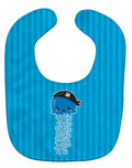 Nautical Pirate Jellyfish Blue Baby Bib Easy-Clean Baby Bib Baby Feeding Accessory Baby Mealtime Essential, 10 x 13, Multicolor