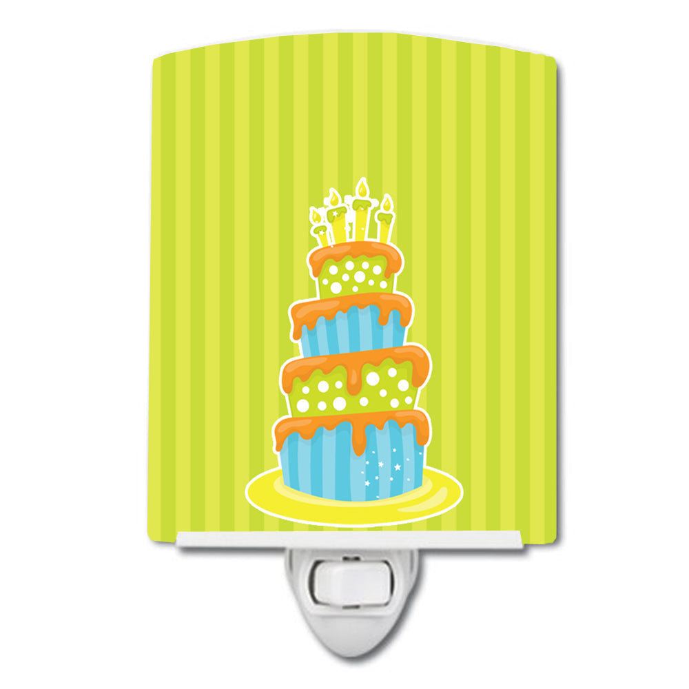 Nautical Bithday Cake Ceramic Night Light Compact, UL-Certified, Ideal for Bedroom, Bathroom, Nursery, Hallway, Kitchen, 6x4x3, Multicolor
