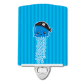Nautical Pirate Jellyfish Blue #2 Ceramic Night Light Compact, UL-Certified, Ideal for Bedroom, Bathroom, Nursery, Hallway, Kitchen, 6x4x3, Multicolor