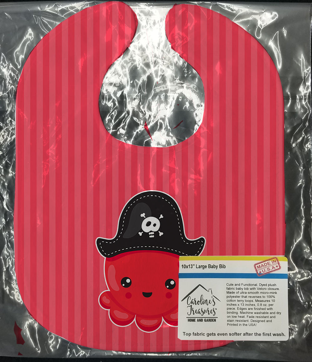 Nautical Pirate Octopus Red Baby Bib Easy-Clean Baby Bib Baby Feeding Accessory Baby Mealtime Essential, 10 x 13, Multicolor