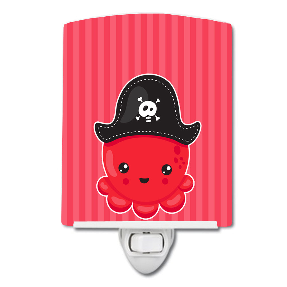 Nautical Pirate Octopus Red Ceramic Night Light Compact, UL-Certified, Ideal for Bedroom, Bathroom, Nursery, Hallway, Kitchen, 6x4x3, Multicolor