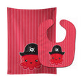 Nautical Pirate Octopus Red Baby Bib & Burp Cloth Easy-Clean Baby Bib Baby Feeding Accessory Baby Mealtime Essential