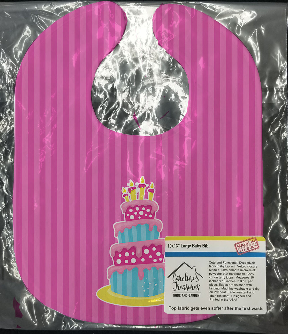Dinosaur Pink Birthday Cake Baby Bib Easy-Clean Baby Bib Baby Feeding Accessory Baby Mealtime Essential, 10 x 13, Multicolor