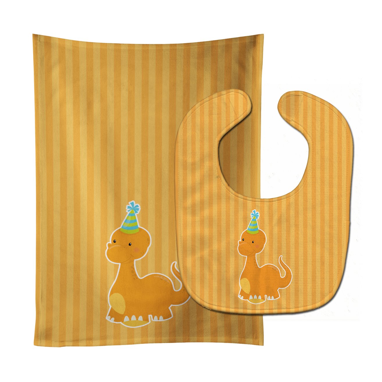 Dinosaur Orange Baby Bib & Burp Cloth Easy-Clean Baby Bib Baby Feeding Accessory Baby Mealtime Essential