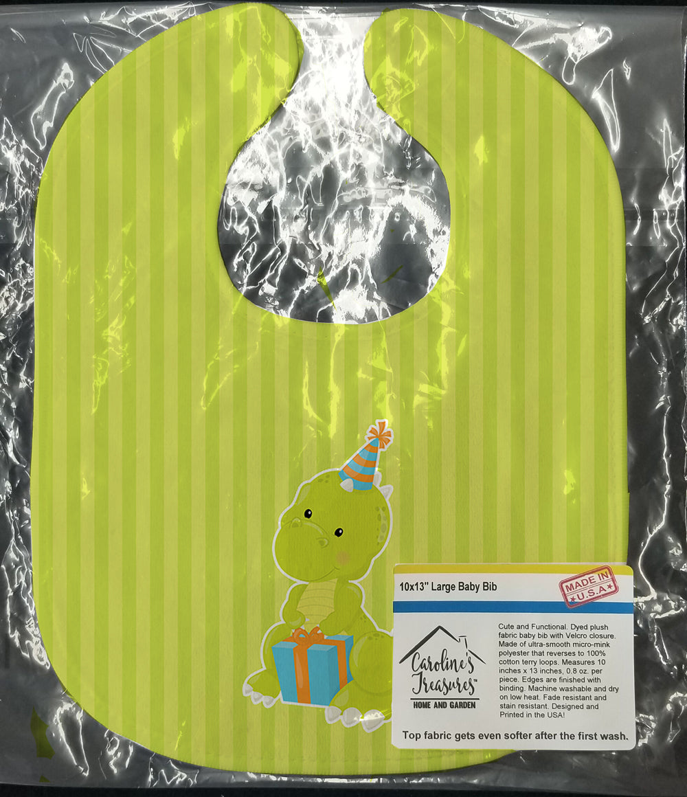 Dinosaur Green Baby Bib Easy-Clean Baby Bib Baby Feeding Accessory Baby Mealtime Essential, 10 x 13, Multicolor