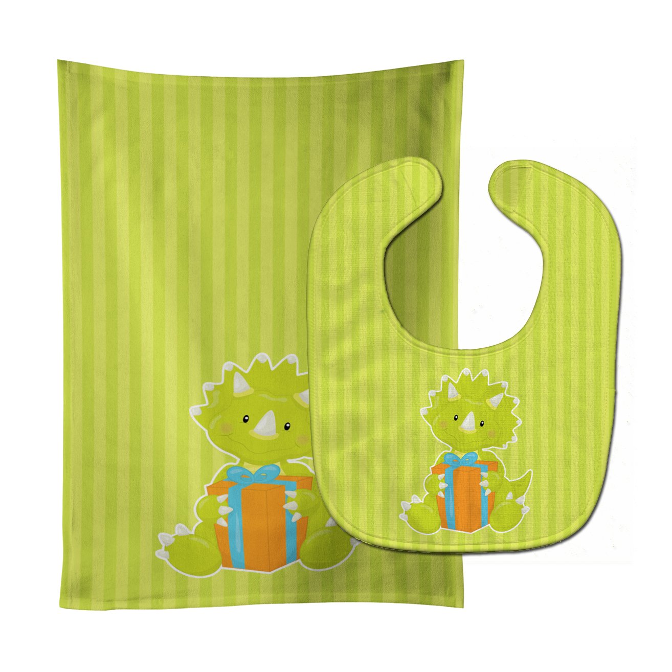Dinosaur Green #2 Baby Bib & Burp Cloth Easy-Clean Baby Bib Baby Feeding Accessory Baby Mealtime Essential