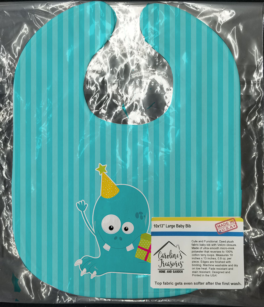 Birthday Monster Blue Baby Bib Easy-Clean Baby Bib Baby Feeding Accessory Baby Mealtime Essential, 10 x 13, Multicolor