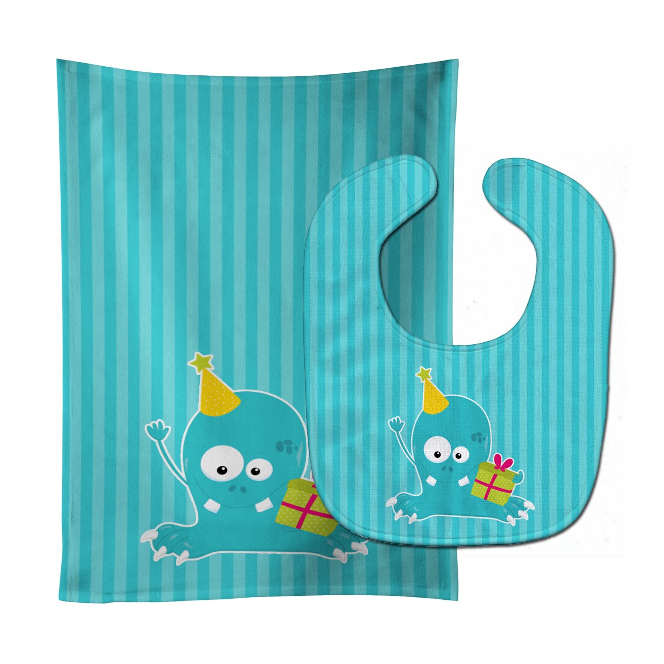Birthday Monster Blue Baby Bib & Burp Cloth Easy-Clean Baby Bib Baby Feeding Accessory Baby Mealtime Essential