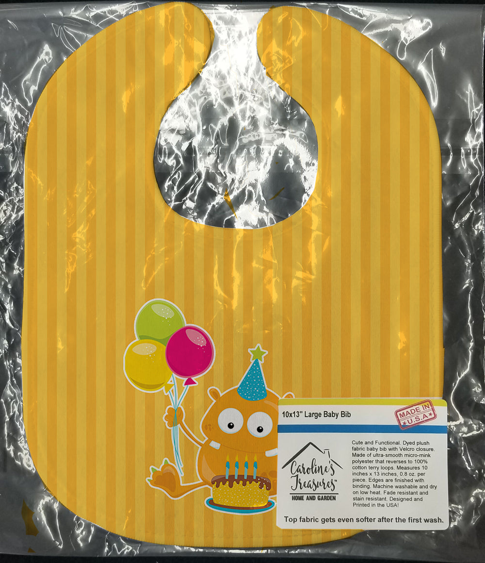 Birthday Monster Orange Baby Bib Easy-Clean Baby Bib Baby Feeding Accessory Baby Mealtime Essential, 10 x 13, Multicolor