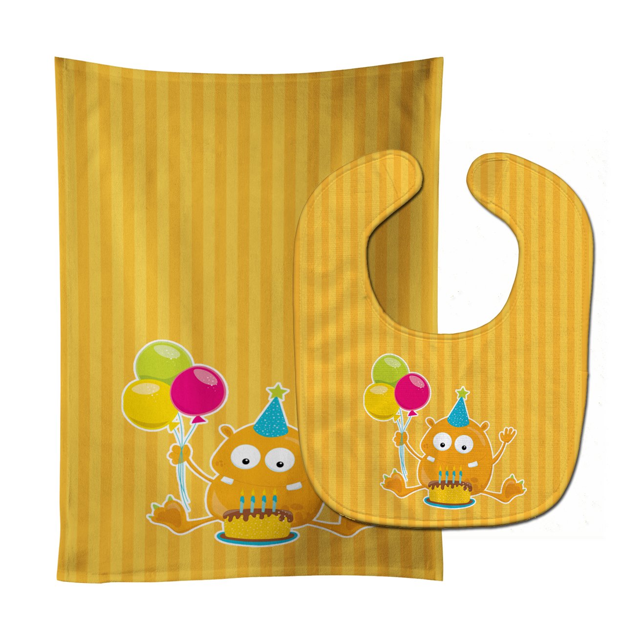 Birthday Monster Orange Baby Bib & Burp Cloth Easy-Clean Baby Bib Baby Feeding Accessory Baby Mealtime Essential