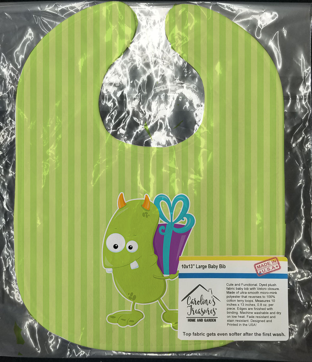 Birthday Monster Green Baby Bib Easy-Clean Baby Bib Baby Feeding Accessory Baby Mealtime Essential, 10 x 13, Multicolor