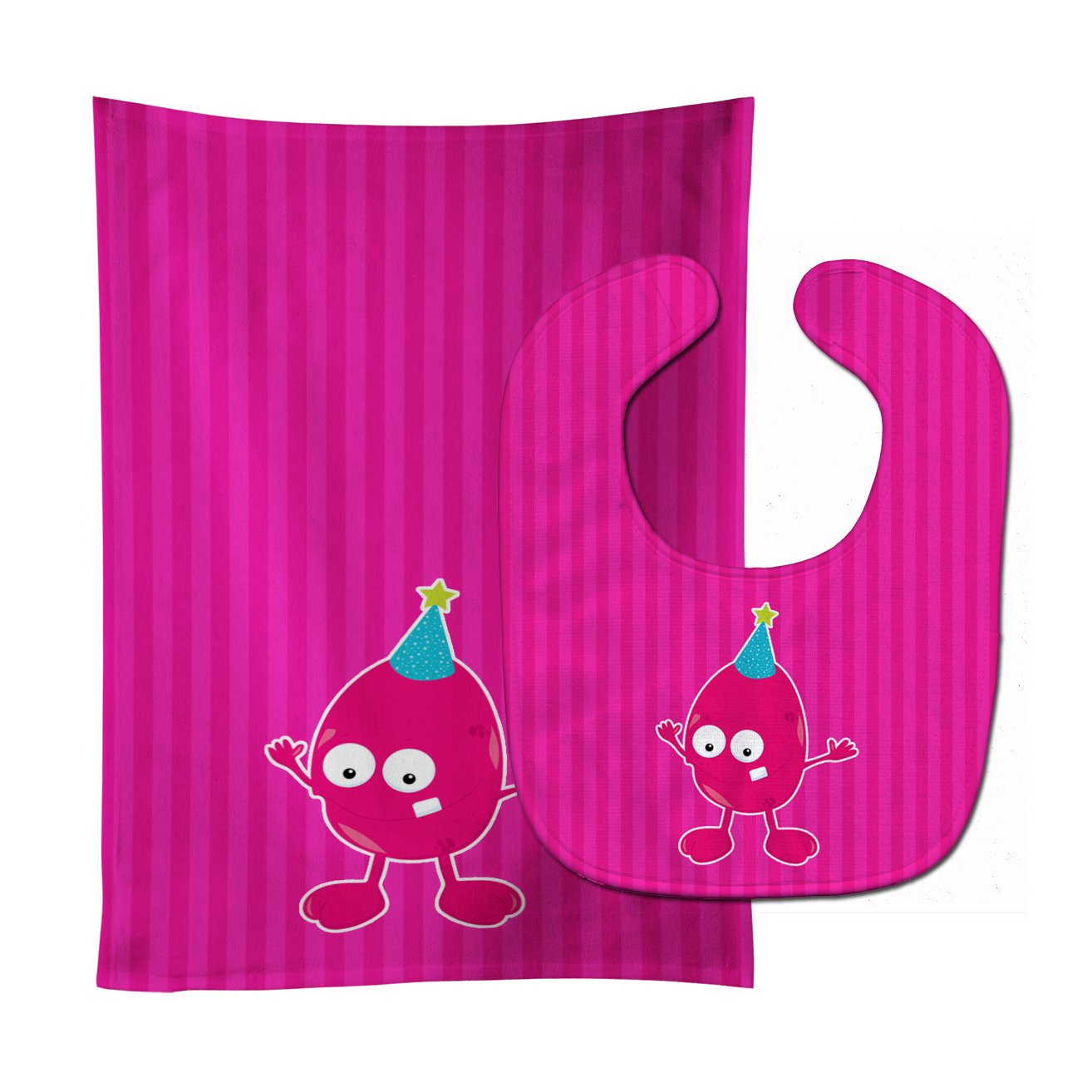 Birthday Monster Pink Baby Bib & Burp Cloth Easy-Clean Baby Bib Baby Feeding Accessory Baby Mealtime Essential