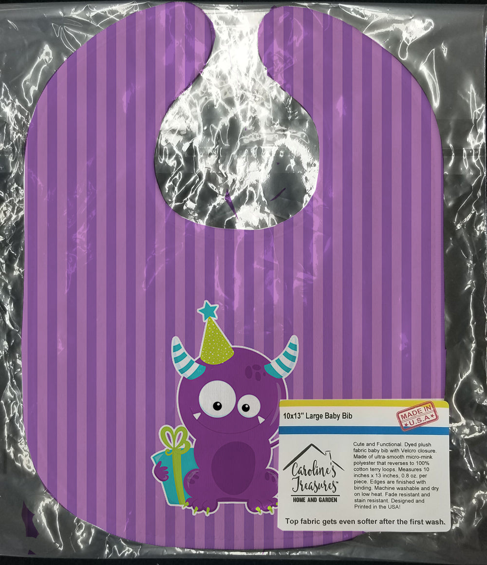 Birthday Monster Purple Baby Bib Easy-Clean Baby Bib Baby Feeding Accessory Baby Mealtime Essential, 10 x 13, Multicolor