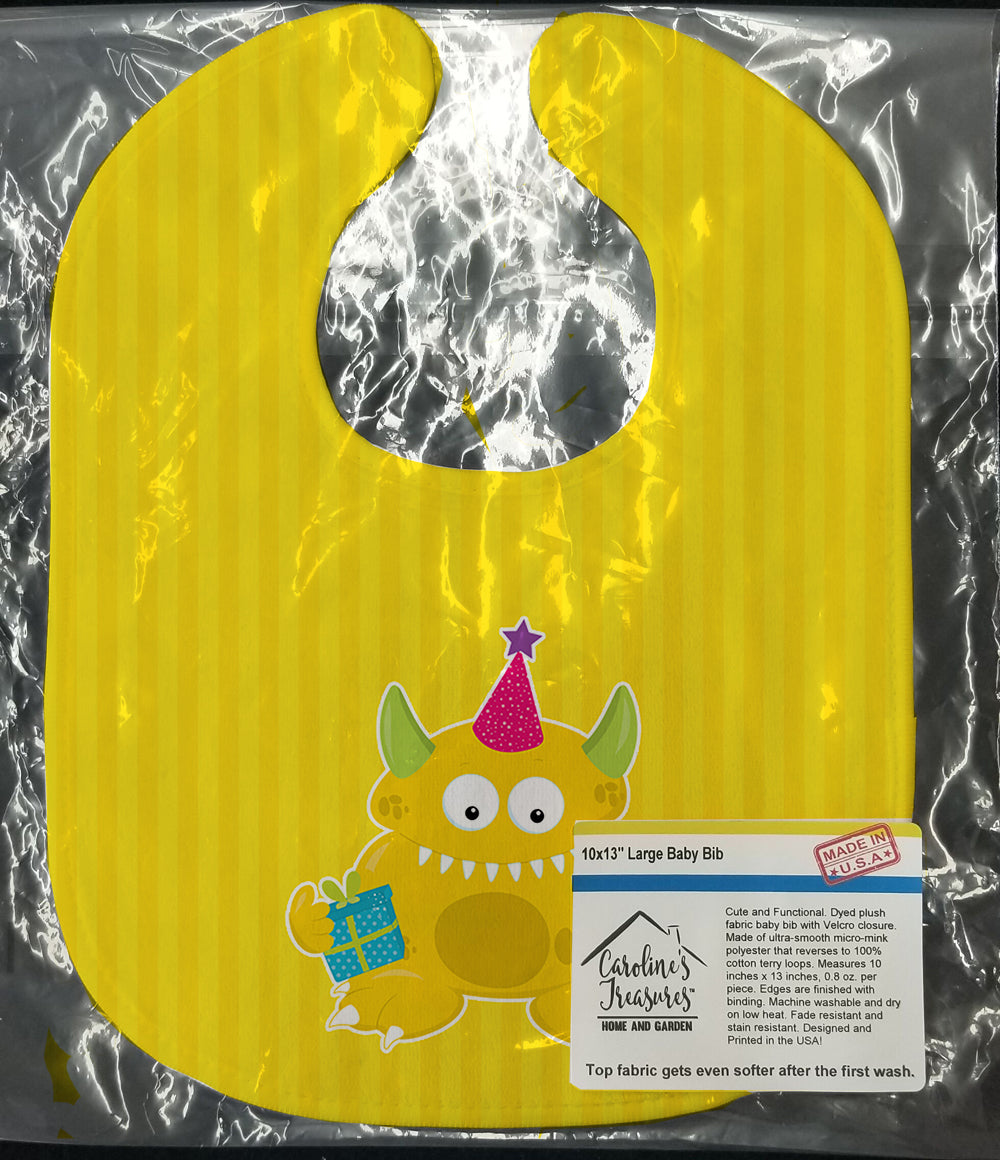 Birthday Monster Yellow Baby Bib Easy-Clean Baby Bib Baby Feeding Accessory Baby Mealtime Essential, 10 x 13, Multicolor