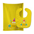 Birthday Monster Yellow Baby Bib & Burp Cloth Easy-Clean Baby Bib Baby Feeding Accessory Baby Mealtime Essential