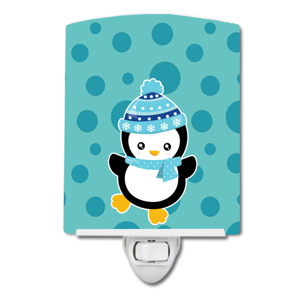 Christmas Penquin #2 Ceramic Night Light Compact, UL-Certified, Ideal for Bedroom, Bathroom, Nursery, Hallway, Kitchen, 6x4x3, Multicolor