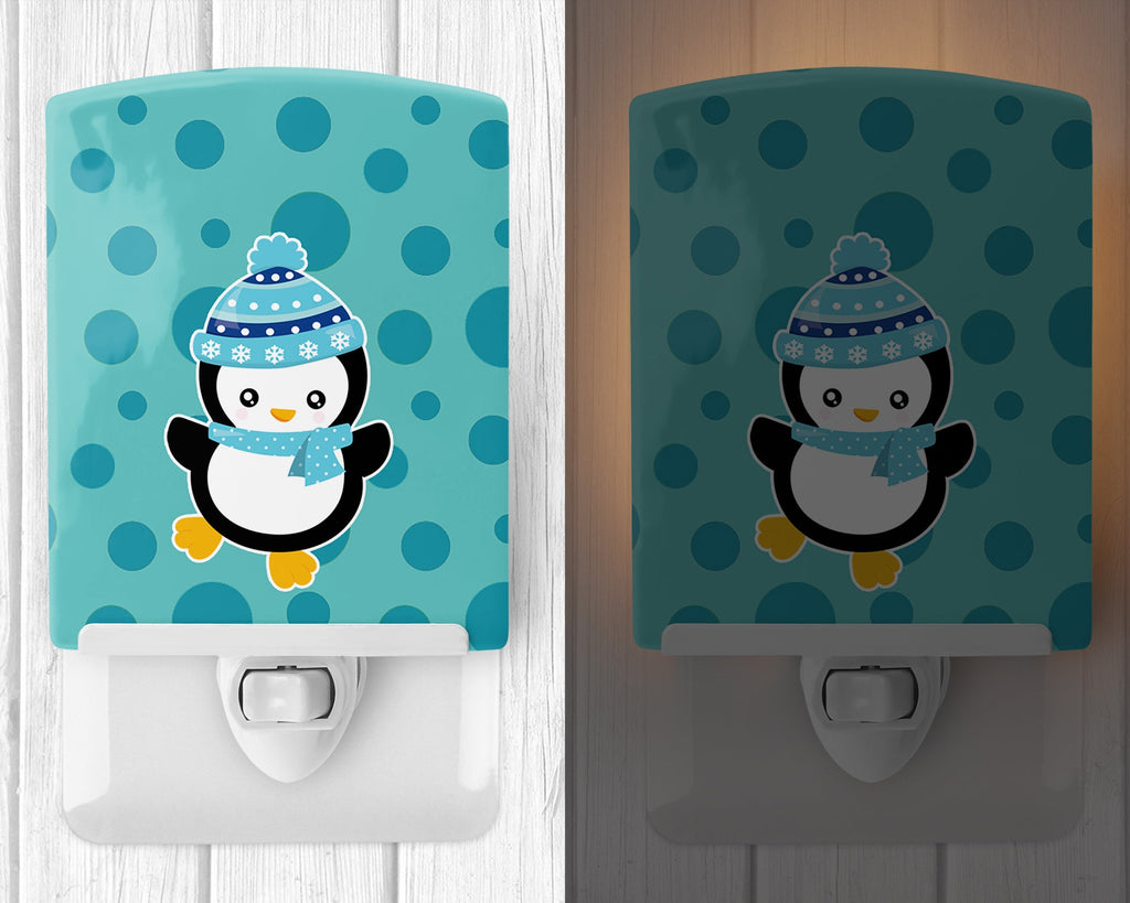 Christmas Penquin #2 Ceramic Night Light Compact, UL-Certified, Ideal for Bedroom, Bathroom, Nursery, Hallway, Kitchen, 6x4x3, Multicolor