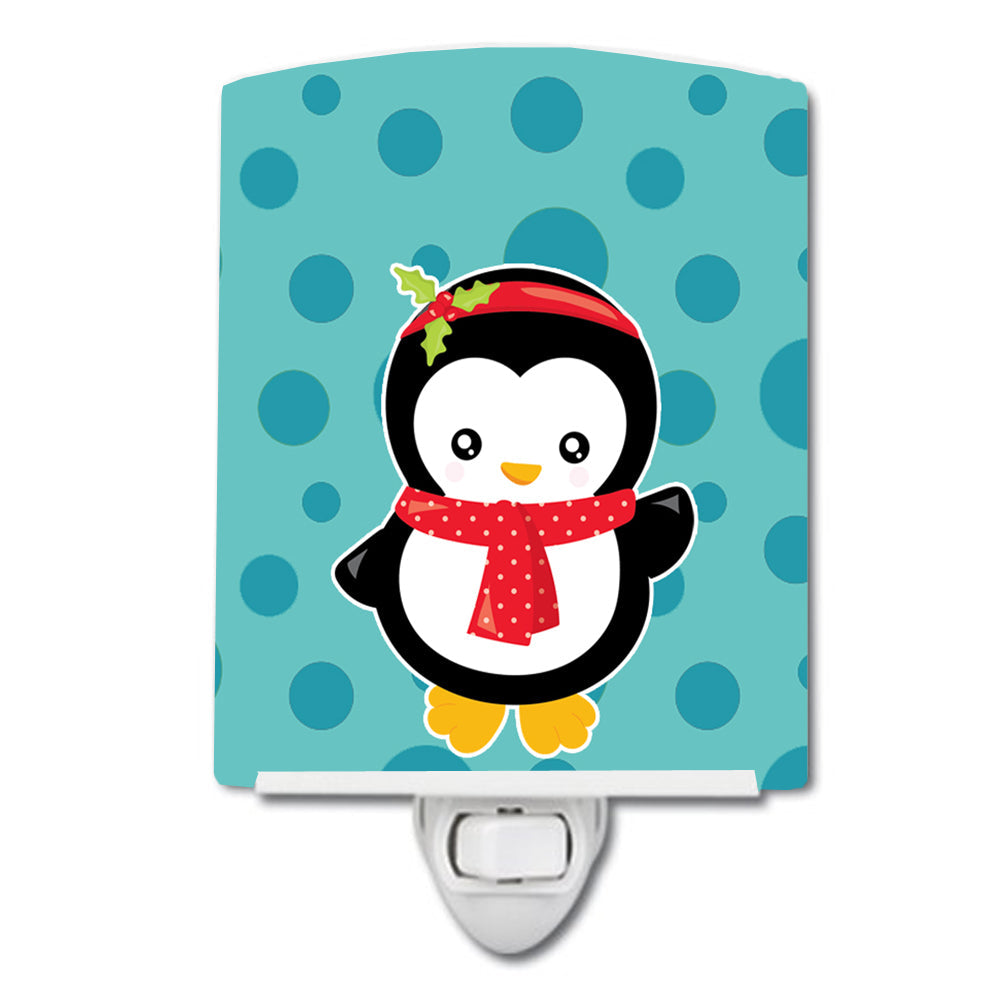 Christmas Penquin #3 Ceramic Night Light Compact, UL-Certified, Ideal for Bedroom, Bathroom, Nursery, Hallway, Kitchen, 6x4x3, Multicolor