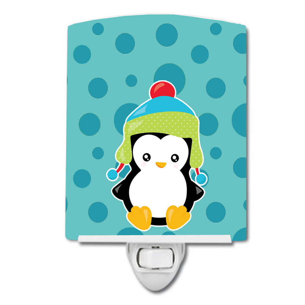 Christmas Penquin #4 Ceramic Night Light Compact, UL-Certified, Ideal for Bedroom, Bathroom, Nursery, Hallway, Kitchen, 6x4x3, Multicolor