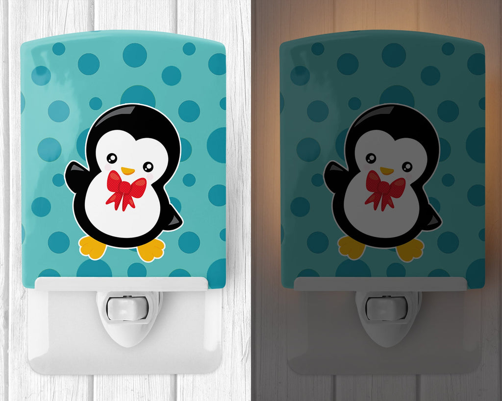 Christmas Penquin #5 Ceramic Night Light Compact, UL-Certified, Ideal for Bedroom, Bathroom, Nursery, Hallway, Kitchen, 6x4x3, Multicolor