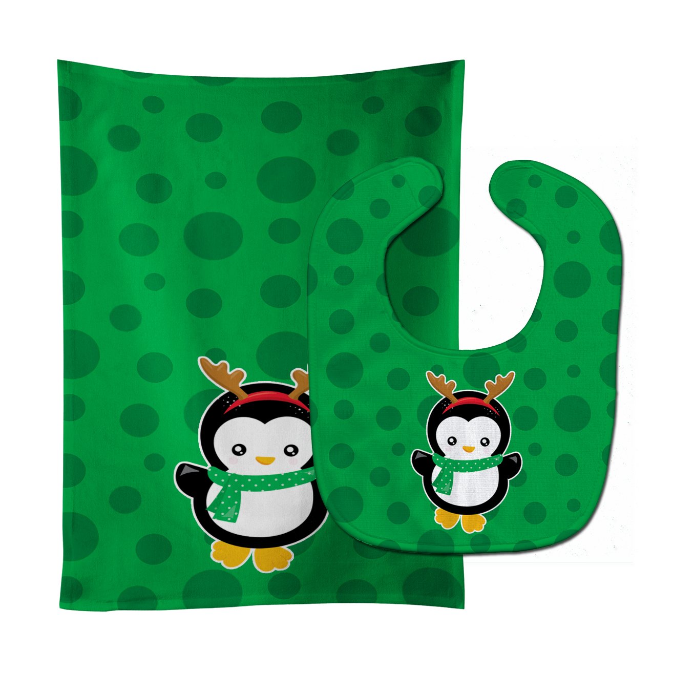Christmas Penquin Reindeer Baby Bib & Burp Cloth Easy-Clean Baby Bib Baby Feeding Accessory Baby Mealtime Essential