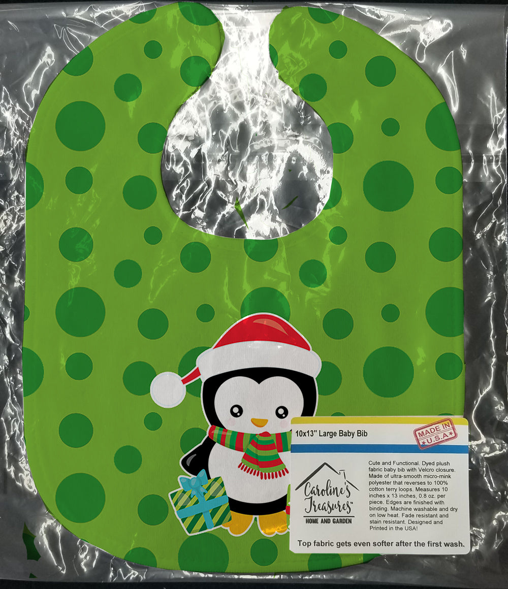 Christmas Penquin Presents Baby Bib Easy-Clean Baby Bib Baby Feeding Accessory Baby Mealtime Essential, 10 x 13, Multicolor