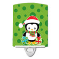 Christmas Penquin Presents Ceramic Night Light Compact, UL-Certified, Ideal for Bedroom, Bathroom, Nursery, Hallway, Kitchen, 6x4x3, Multicolor