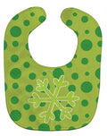 Christmas Snowflake Green Baby Bib Easy-Clean Baby Bib Baby Feeding Accessory Baby Mealtime Essential, 10 x 13, Multicolor