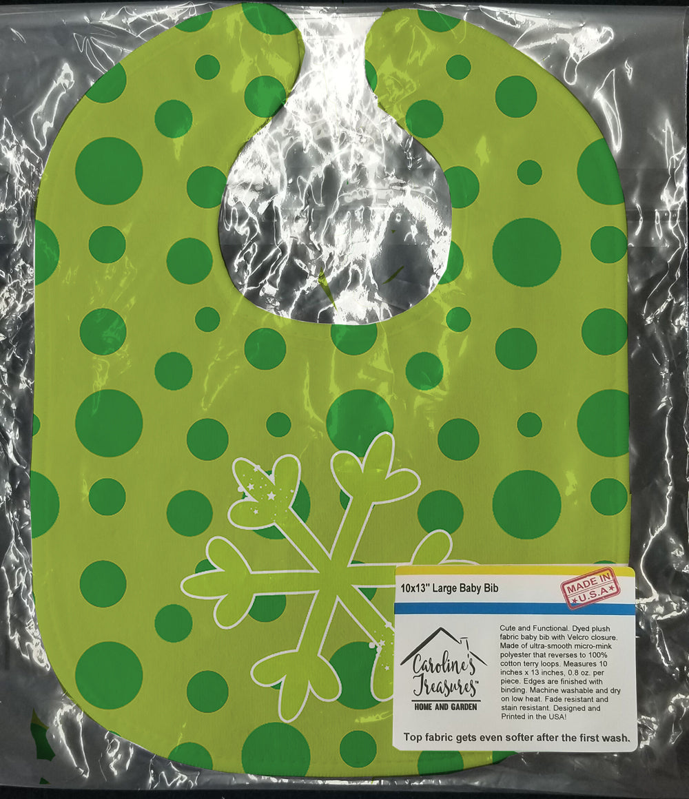 Christmas Snowflake Green Baby Bib Easy-Clean Baby Bib Baby Feeding Accessory Baby Mealtime Essential, 10 x 13, Multicolor