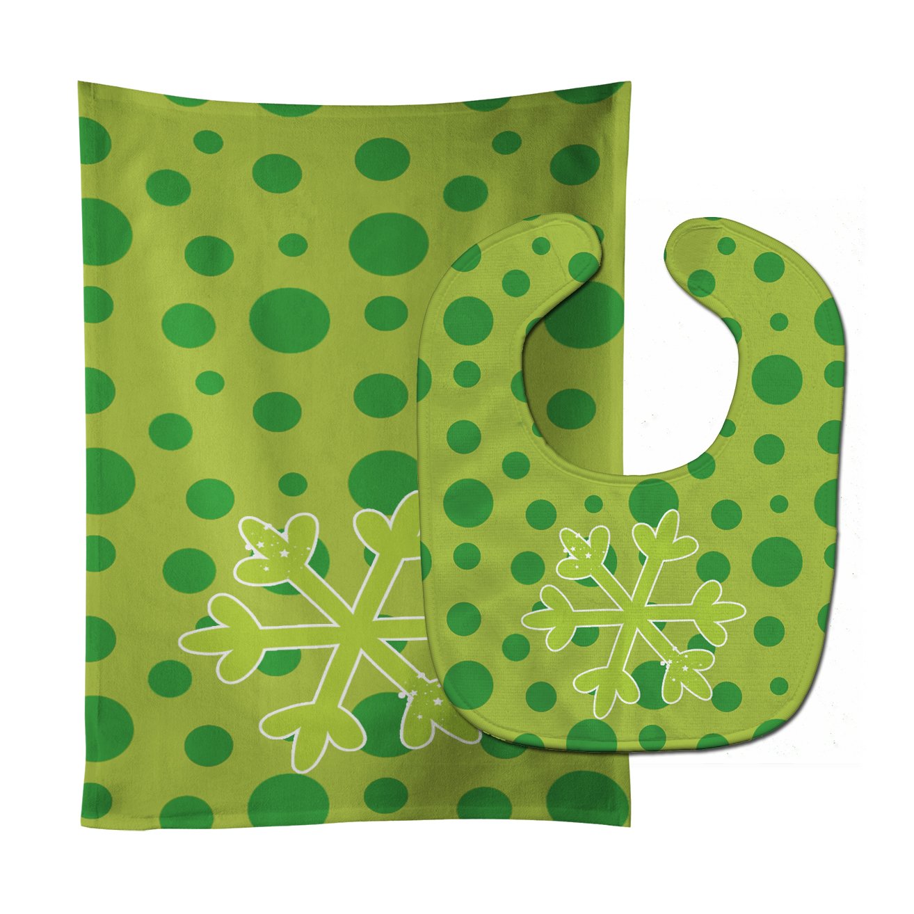 Christmas Snowflake Green Baby Bib & Burp Cloth Easy-Clean Baby Bib Baby Feeding Accessory Baby Mealtime Essential