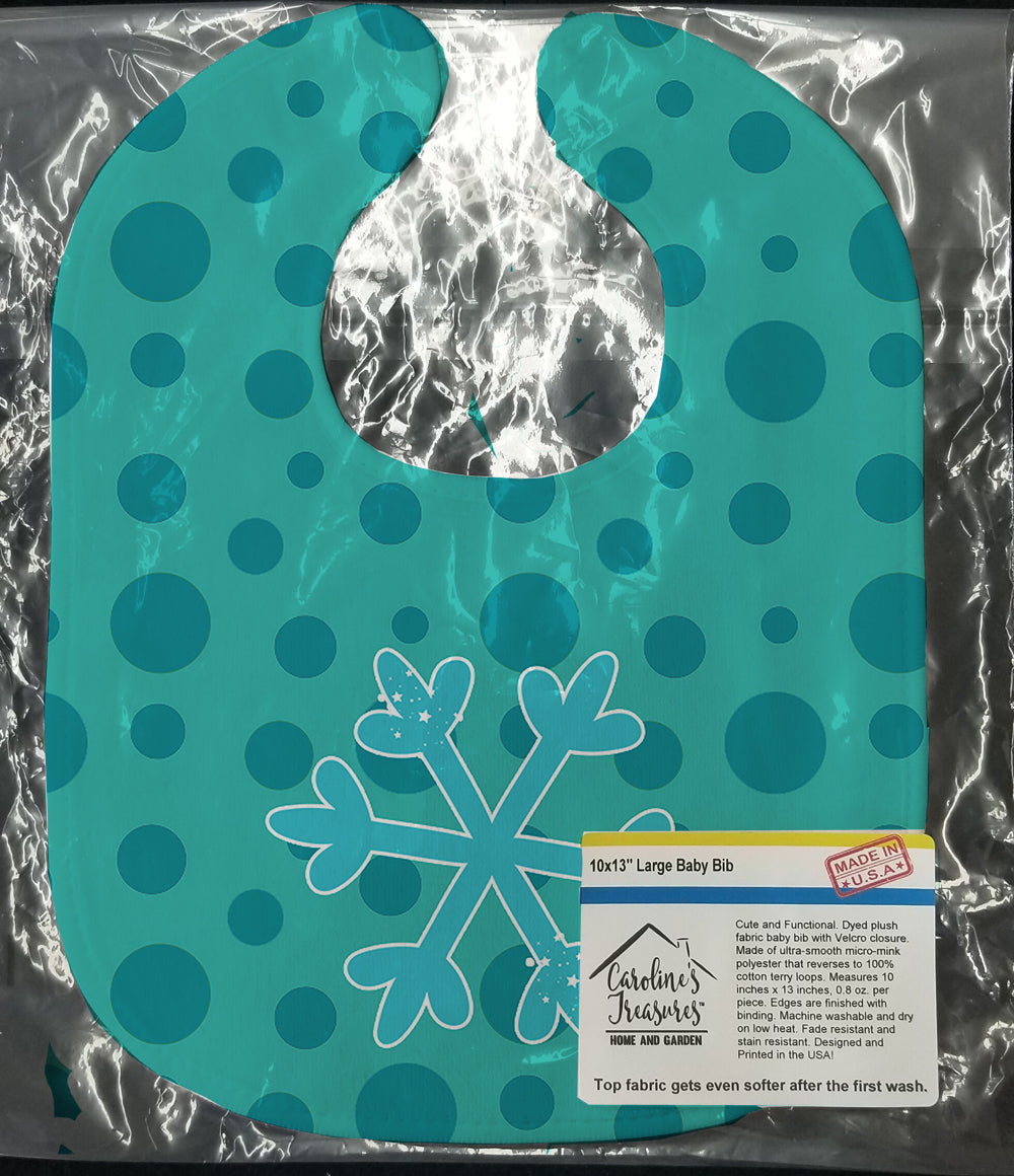 Christmas Snowflake Blue Baby Bib Easy-Clean Baby Bib Baby Feeding Accessory Baby Mealtime Essential, 10 x 13, Multicolor