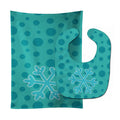 Christmas Snowflake Blue Baby Bib & Burp Cloth Easy-Clean Baby Bib Baby Feeding Accessory Baby Mealtime Essential