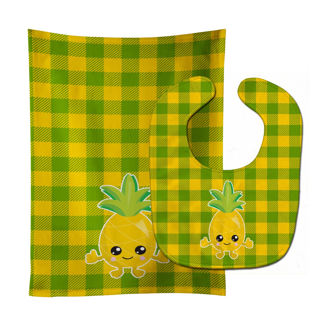 Pineapple Smily Face Baby Bib & Burp Cloth Easy-Clean Baby Bib Baby Feeding Accessory Baby Mealtime Essential