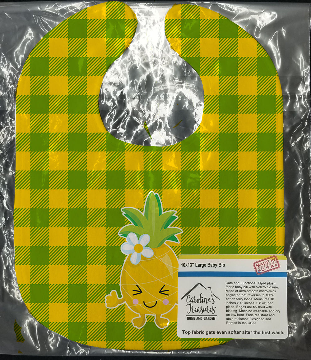 Pineapple Blinky Face Baby Bib Easy-Clean Baby Bib Baby Feeding Accessory Baby Mealtime Essential, 10 x 13, Multicolor