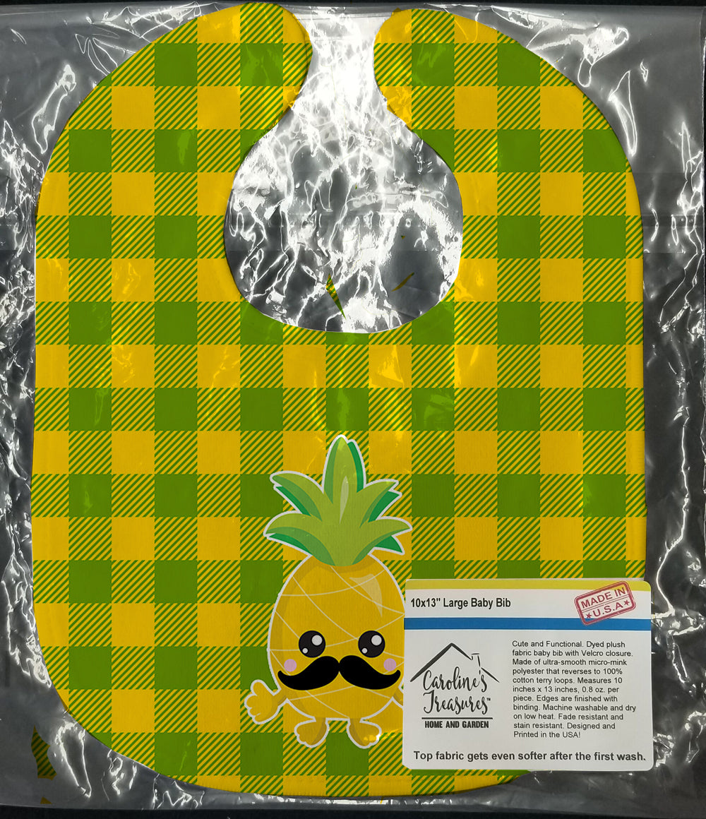 Pineapple Moustache Face Baby Bib Easy-Clean Baby Bib Baby Feeding Accessory Baby Mealtime Essential, 10 x 13, Multicolor