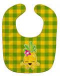 Pineapple Girl Laughy Face Baby Bib Easy-Clean Baby Bib Baby Feeding Accessory Baby Mealtime Essential, 10 x 13, Multicolor