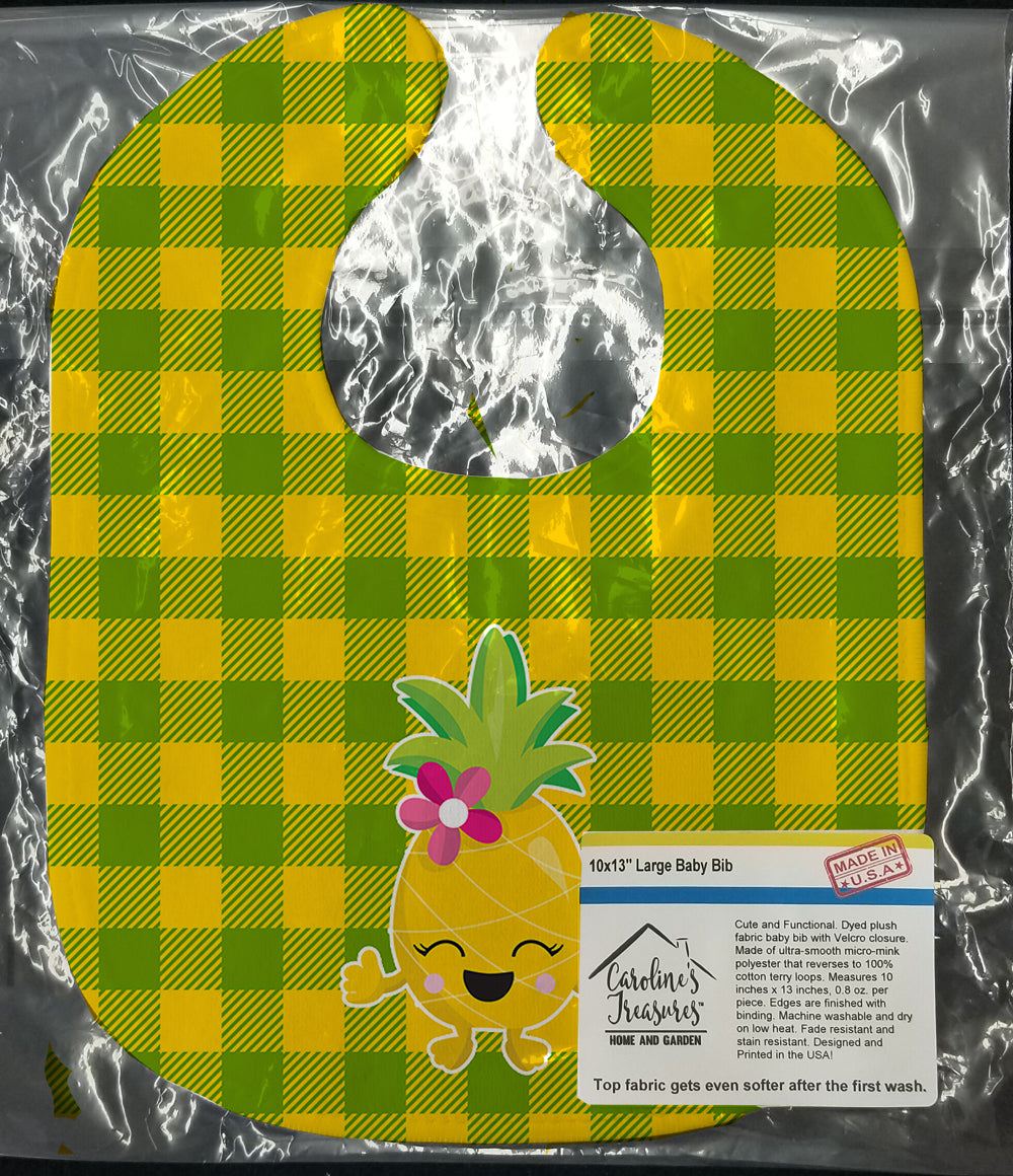 Pineapple Girl Laughy Face Baby Bib Easy-Clean Baby Bib Baby Feeding Accessory Baby Mealtime Essential, 10 x 13, Multicolor