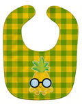 Pineapple Face with Glasses Baby Bib Easy-Clean Baby Bib Baby Feeding Accessory Baby Mealtime Essential, 10 x 13, Multicolor