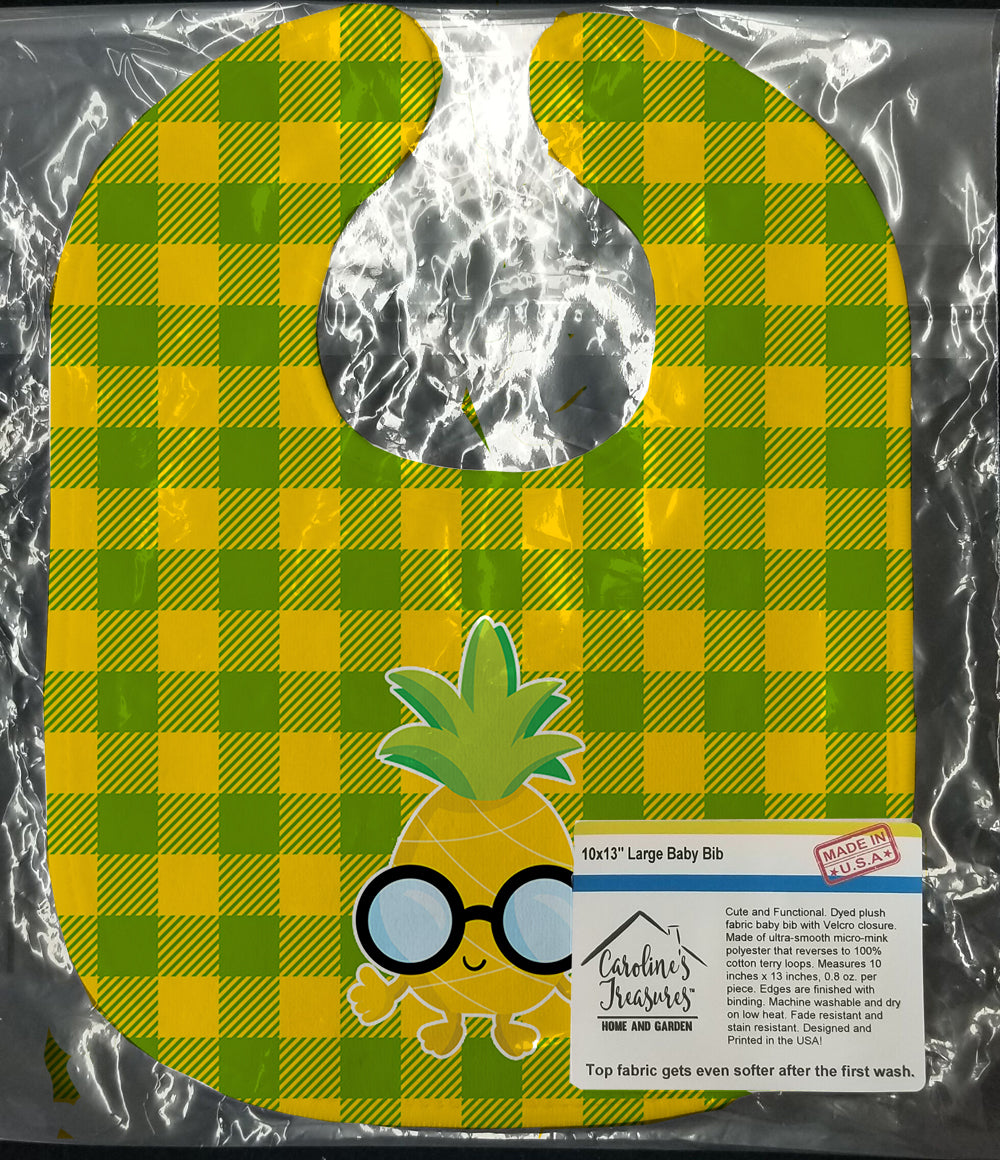 Pineapple Face with Glasses Baby Bib Easy-Clean Baby Bib Baby Feeding Accessory Baby Mealtime Essential, 10 x 13, Multicolor