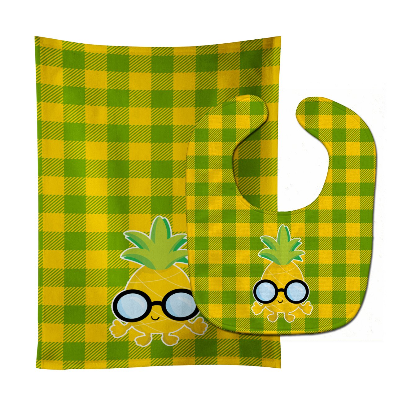 Pineapple Face with Glasses Baby Bib & Burp Cloth Easy-Clean Baby Bib Baby Feeding Accessory Baby Mealtime Essential