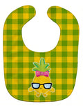 Pineapple Face Girl with Glasses Baby Bib Easy-Clean Baby Bib Baby Feeding Accessory Baby Mealtime Essential, 10 x 13, Multicolor