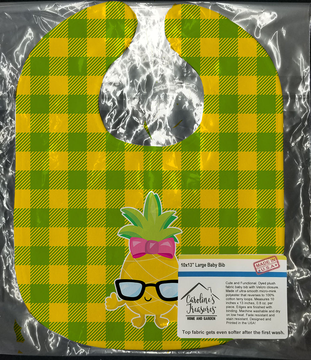 Pineapple Face Girl with Glasses Baby Bib Easy-Clean Baby Bib Baby Feeding Accessory Baby Mealtime Essential, 10 x 13, Multicolor