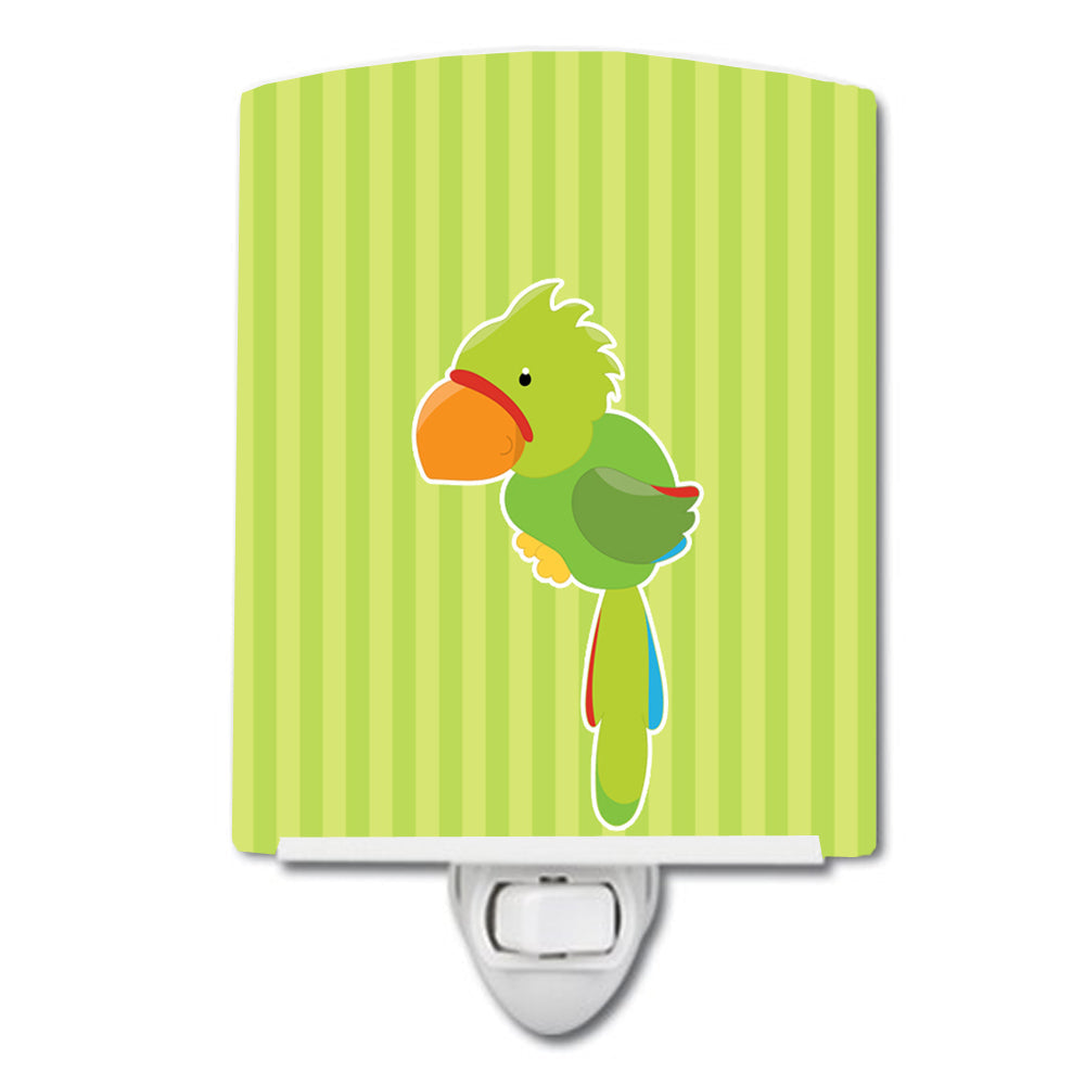 Pirate Parrot Green Ceramic Night Light Compact, UL-Certified, Ideal for Bedroom, Bathroom, Nursery, Hallway, Kitchen, 6x4x3, Multicolor