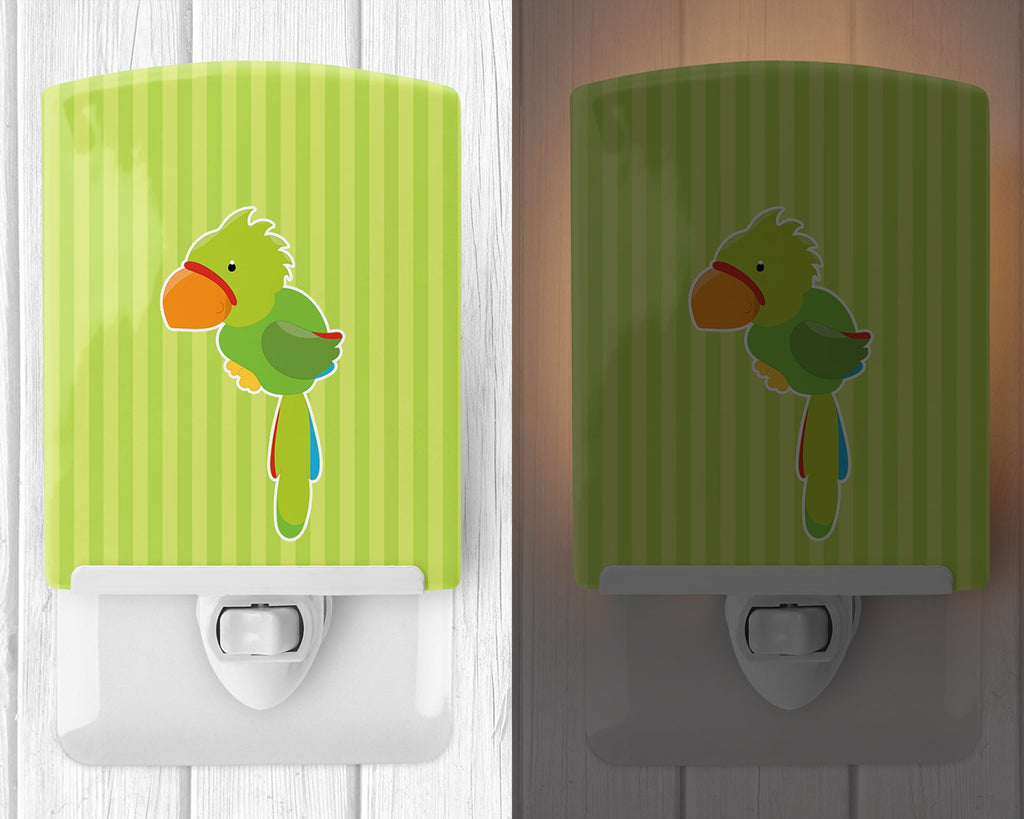 Pirate Parrot Green Ceramic Night Light Compact, UL-Certified, Ideal for Bedroom, Bathroom, Nursery, Hallway, Kitchen, 6x4x3, Multicolor