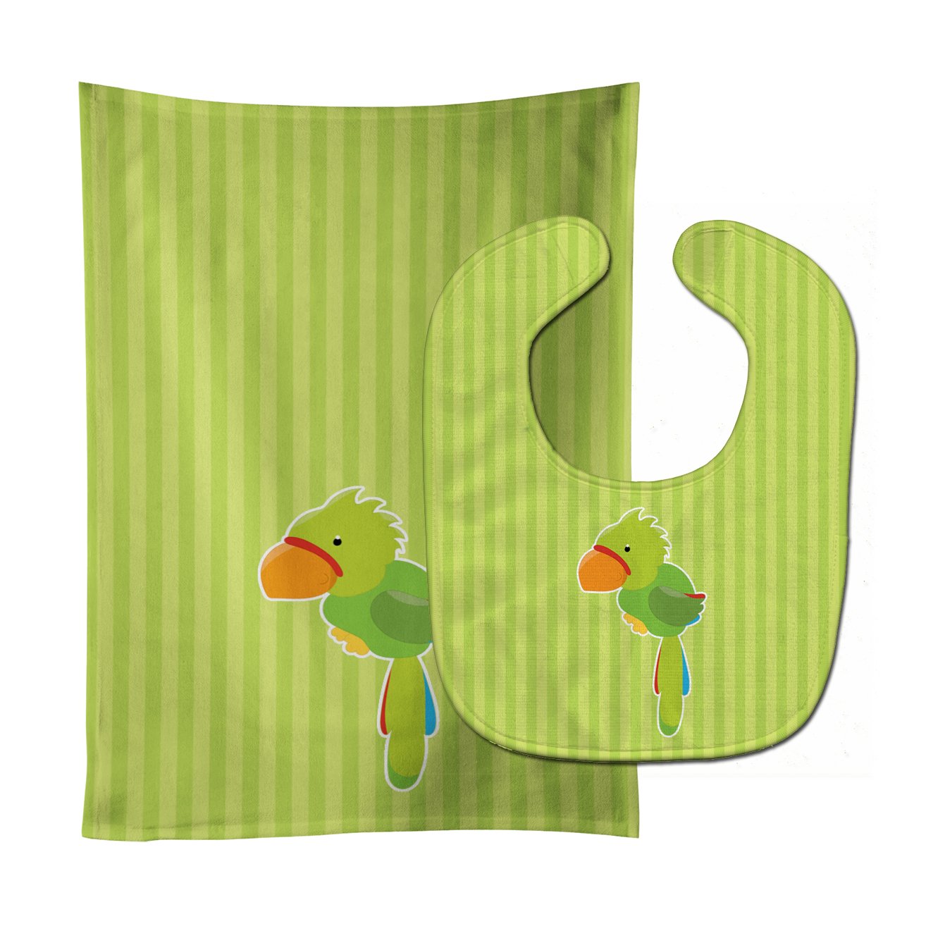 Pirate Parrot Green Baby Bib & Burp Cloth Easy-Clean Baby Bib Baby Feeding Accessory Baby Mealtime Essential