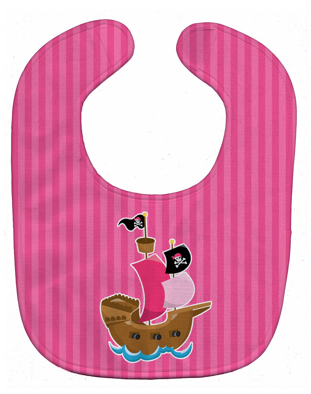Pirate Ship Pink Baby Bib Easy-Clean Baby Bib Baby Feeding Accessory Baby Mealtime Essential, 10 x 13, Multicolor